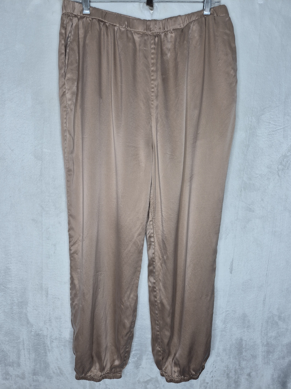 Lunya Washable Silk Elastic Waist Jogger Pants Taupe Womens XL
